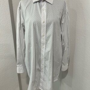 Elegant White and Black Polka Dot Dress Shirt